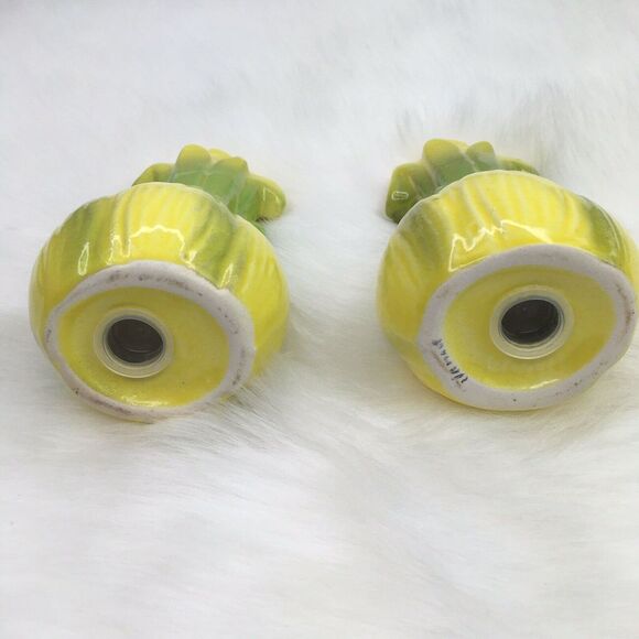 Vintage 50s 60s Yellow Onion Smiley Ceramic Salt Pepper Seasoning Shakers Japan - Picture 9 of 9